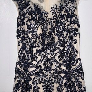 Navy Blue/ Beige Prom Dress